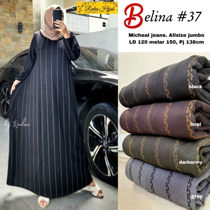 gamis muslim jumbo ld 120 jumbo maxy bahan kaos denim salur belina 37