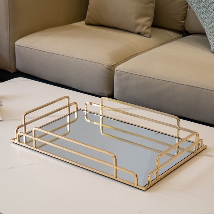 Arcee Tray Nampan Gold Tray Nordic Mirror Tray Gold