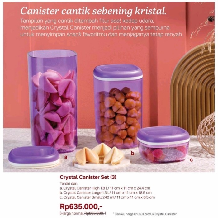 toples kristal tupperware 3 pcs