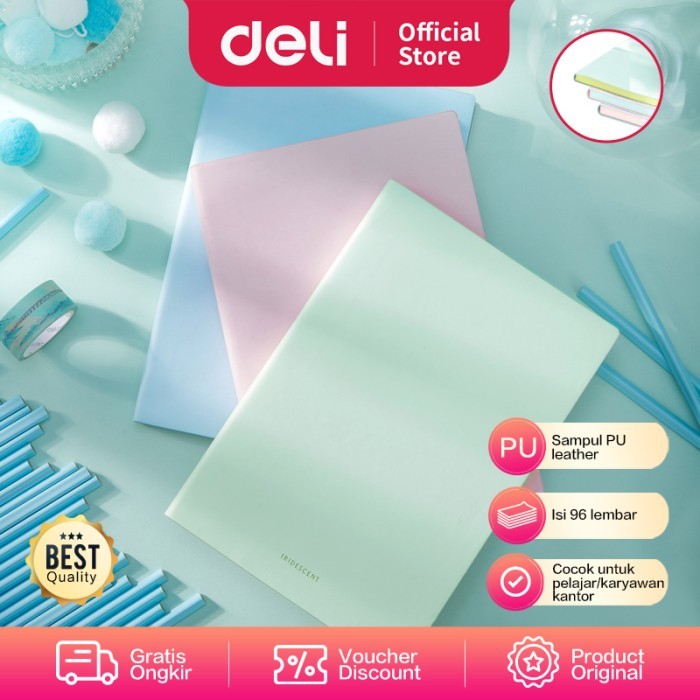 

Terlaris Deli Notebook Buku Catatan A5 96Lembar Warna Pastel High Quality 2228X SALE