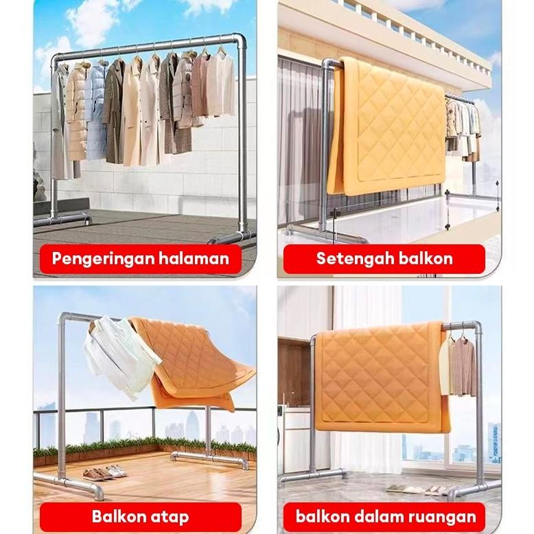 Jemuran Baju Besi Stainless 200CM Jemuran Baju Outdoor Jemuran Gantungan Baju Besi Panjang