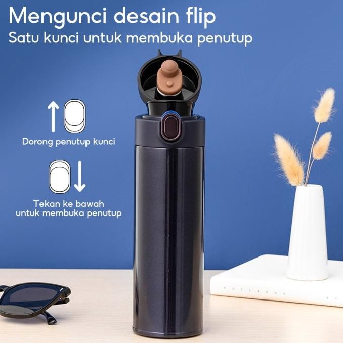 Miniso Botol Minum Air Panas 480Ml Tumbler Minum Termos Air Panas Original Dan Terpercaya