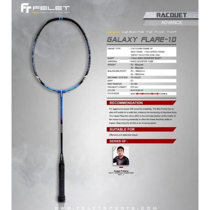 RAKET BADMINTON FELET AEROMARS 10 GALAXY FLARE 10 ORIGINAL