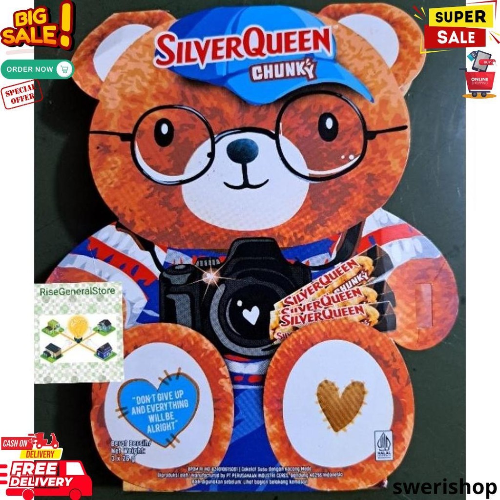 

Silver Queen Cashew Reg 58/55Gr, 2Pcs Coklat Silverqueen Mete, 3X30Gr Bear/Beruang Chunky, Chunky Bar 95Gr Cokelat Silverqueen Mete 58Gr/55Gr/95Gr/Bear 3X26Gr Chunky D Best Seller