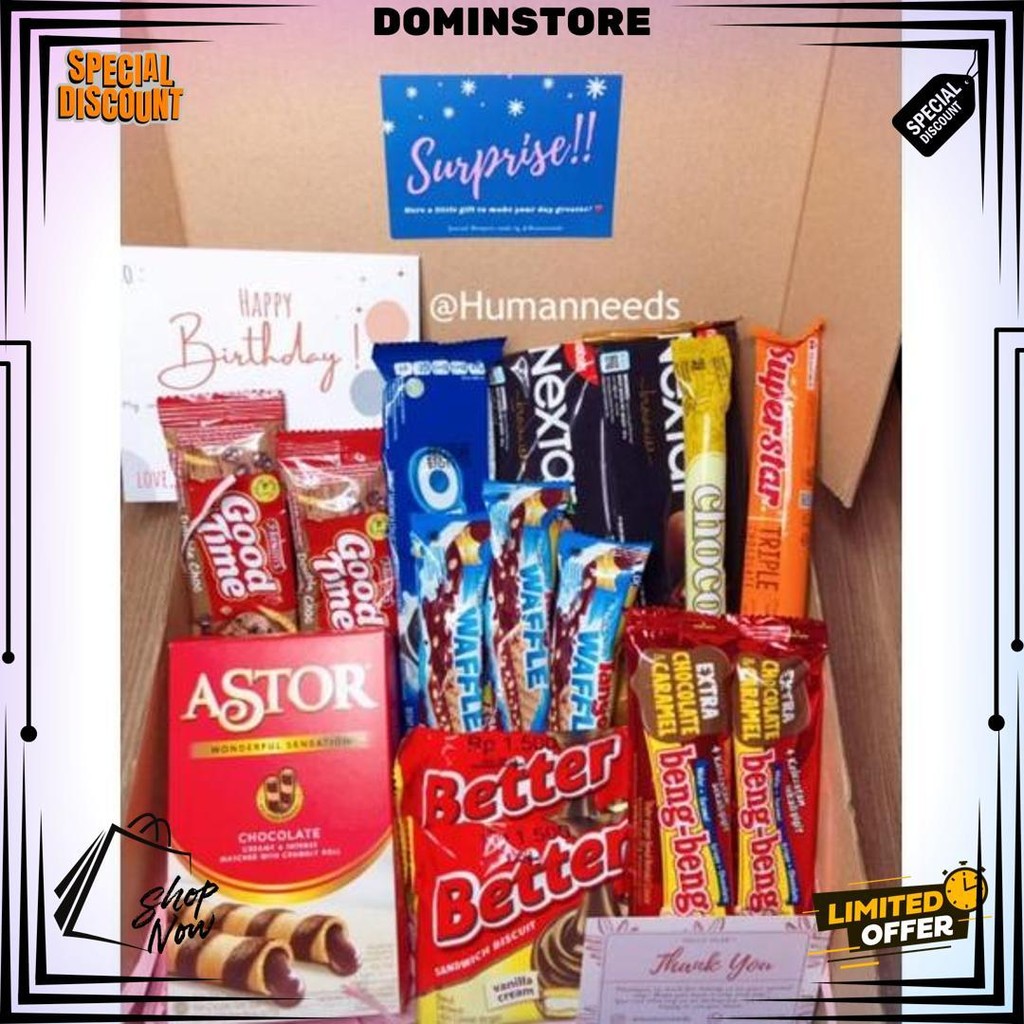 

Valentine Snack Hampers | Birthday Hampers / Wisuda / Kado Natal Tahun Baru | Hampers Lebaran D Promo Puncak