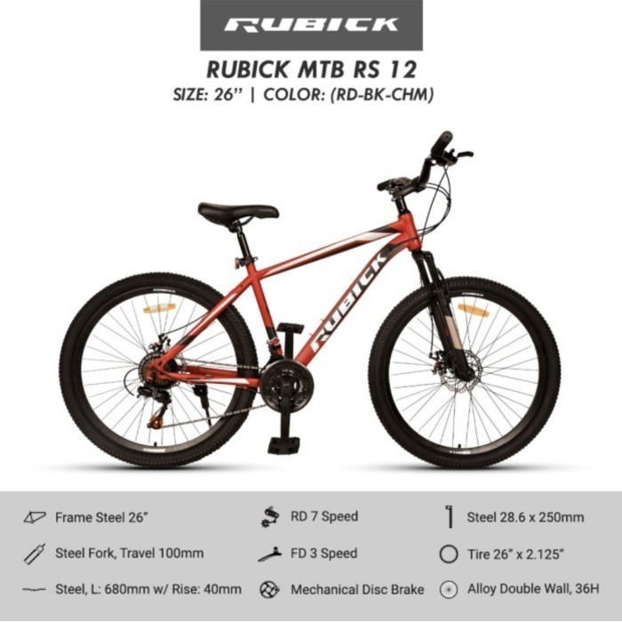 Sepeda Gunug MTB 26 Genio Rubick RS 11 21 Speed Discbrake