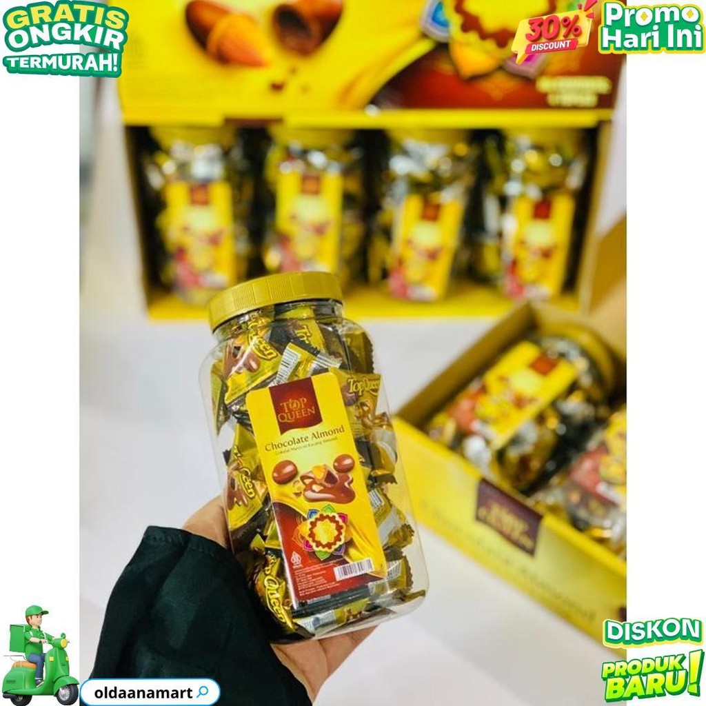 

[Grosir] Cokelat Almond 2024 Isi 4 Toples / Set 4 Toples Asin / Coklat Almond 2024 / Top Queen Coklat Almond / Top Queen D Cod