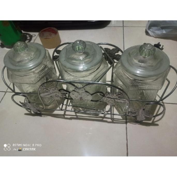 Toples Kaca Set 3 Pcs + Keranjang ( Toples Lebaran) Panda2