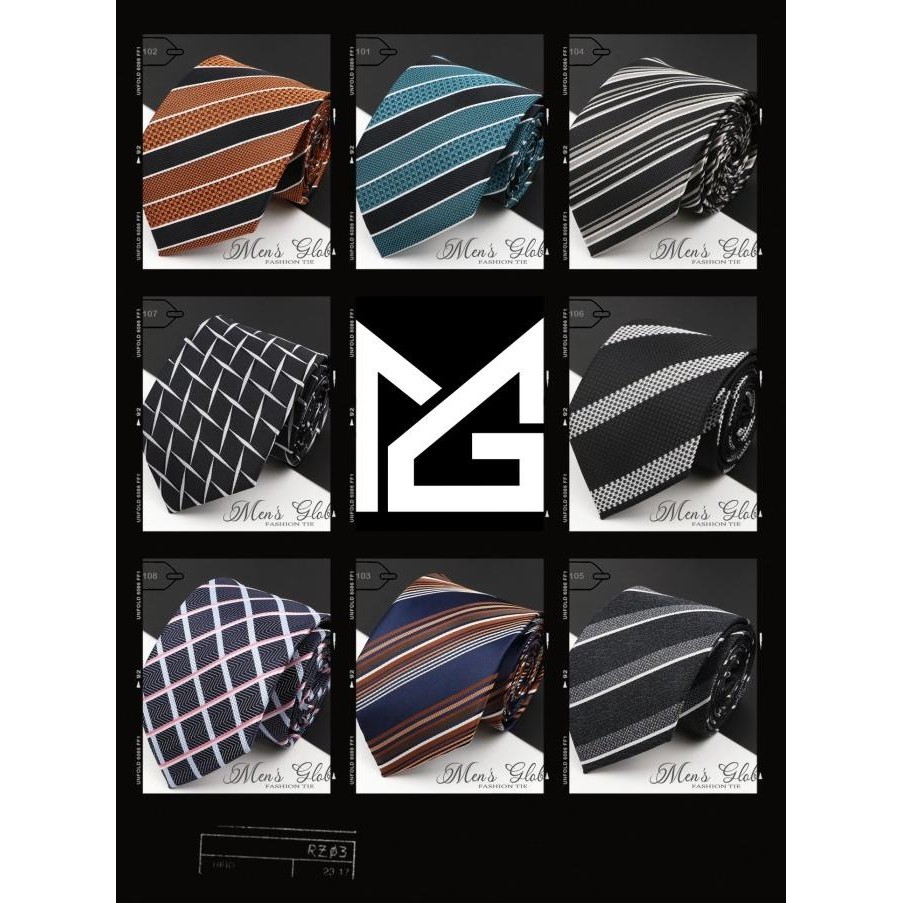 Promo Dasi Pria Lebar 8 Cm Kantor Wedding Strip Navy Hitam Merah Casual