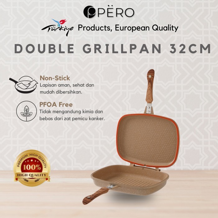Pero Wajan Panggang Biogranite Double Grill Pan 32cm Anti Lengket