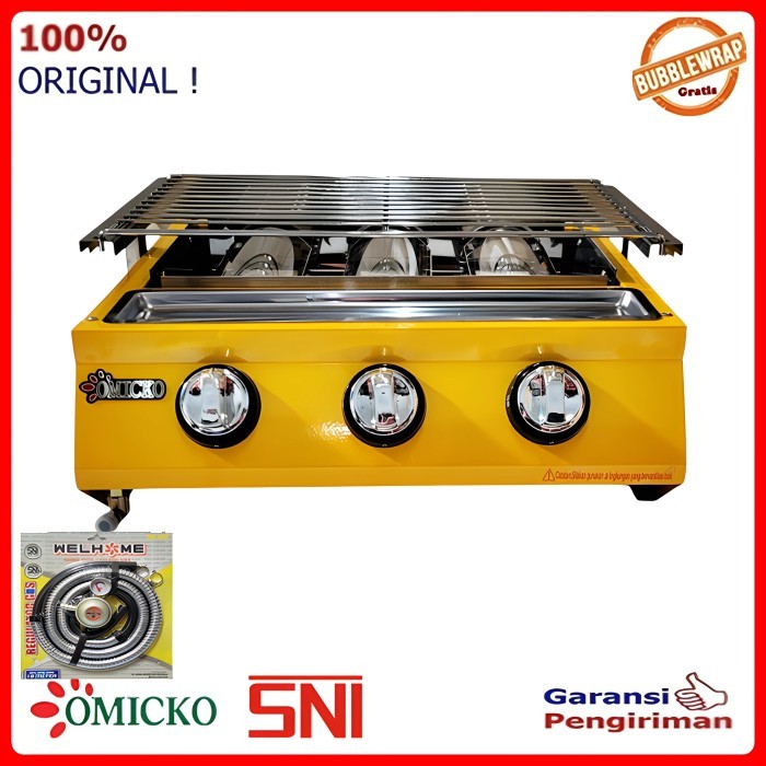 Kompor sosis sate 3 tungku omicko
