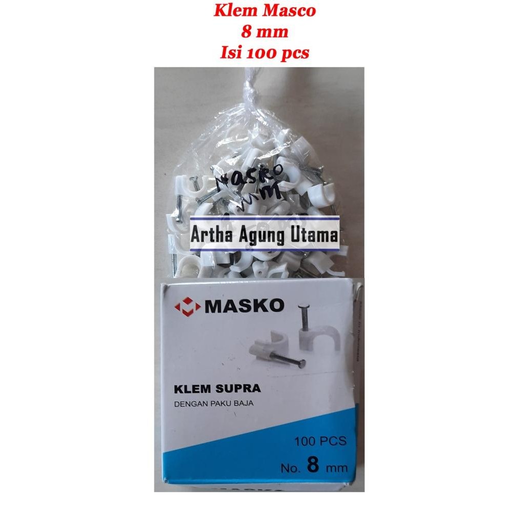 

monggo] Klem Kabel / Clip Cable Merk Masko No 7, 8, 9, 10, 12 mm Isi 100pcs