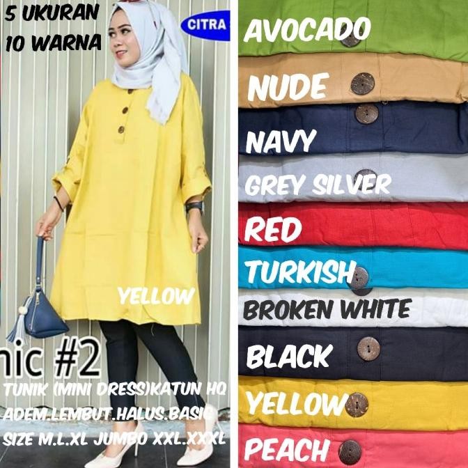 Grosir Tunik Polo (Mini Dress) Katun Hq Bordir Original Saku Fungsi Lengan