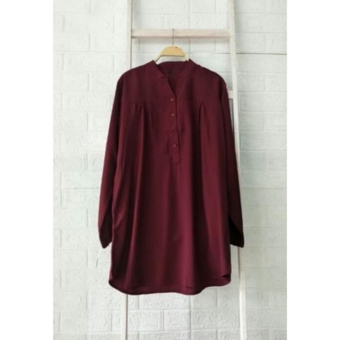 Sale Blouse Polos Viscose Jumbo Maroon