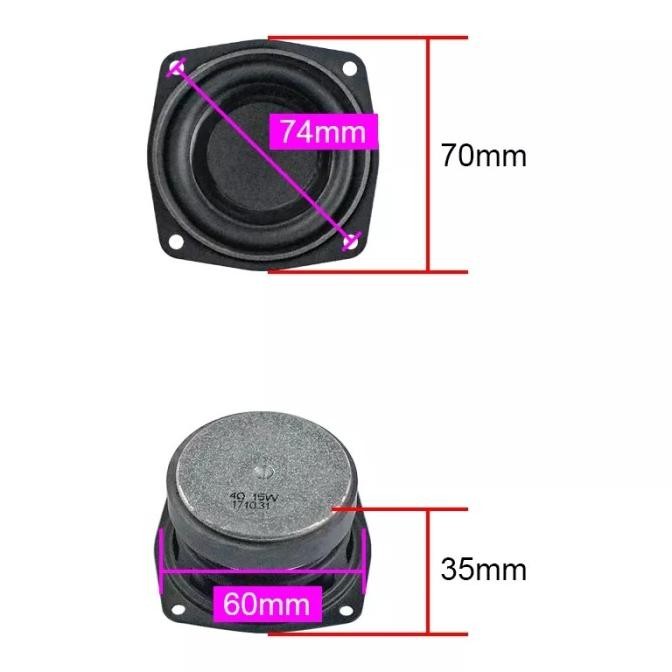 Speaker woofer 2.75inch 70mm 4ohm 15watt subwoofer