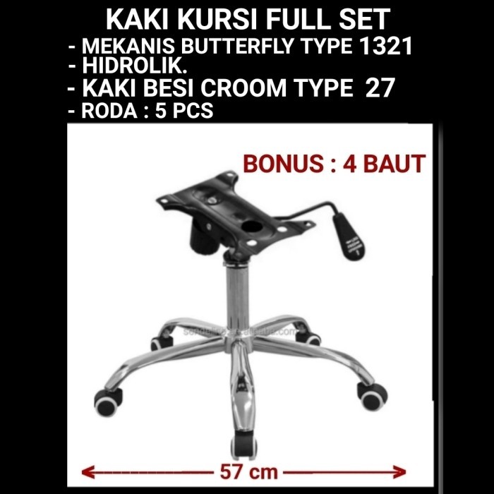 Kaki besi chroom, kaki kursi kantor + mekanis + hidrolik + roda