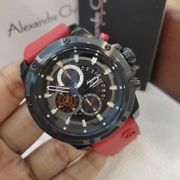 Sale Jam Pria Original Alexandre Christie Ac 6506 Mc Rubber Steel Solid