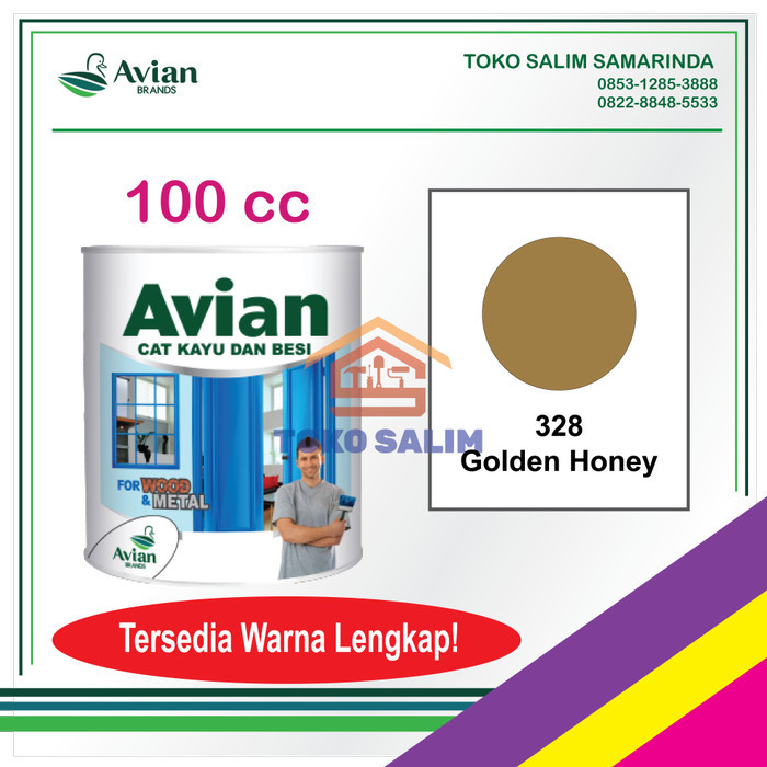 paling diminati] Cat Minyak Kayu dan Besi 100cc AVIAN Warna Lengkap- 328 Golden Honey