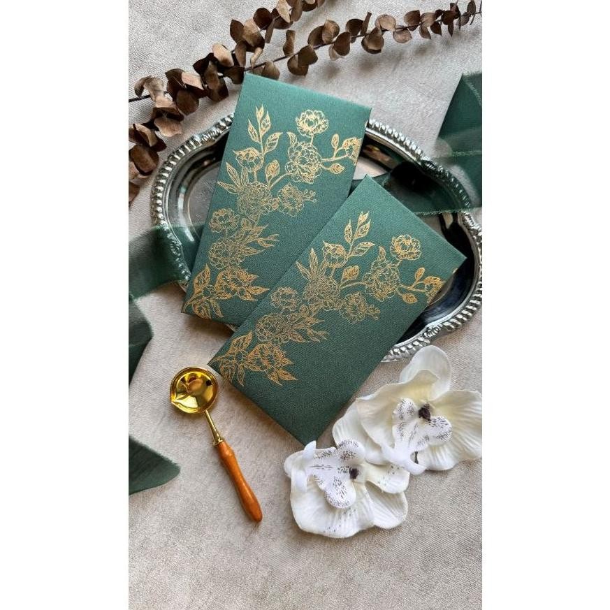 

Angpau Premium Peony Flower Orchid Paper Dark Green