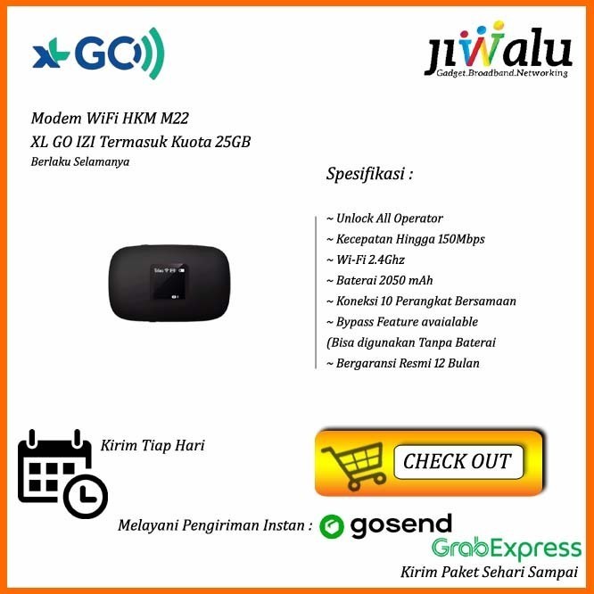 HARGA DISC - Modem Mifi 4G HKM M22 Unlock All Operator Telkomsel 14GB - XL Go 20GB