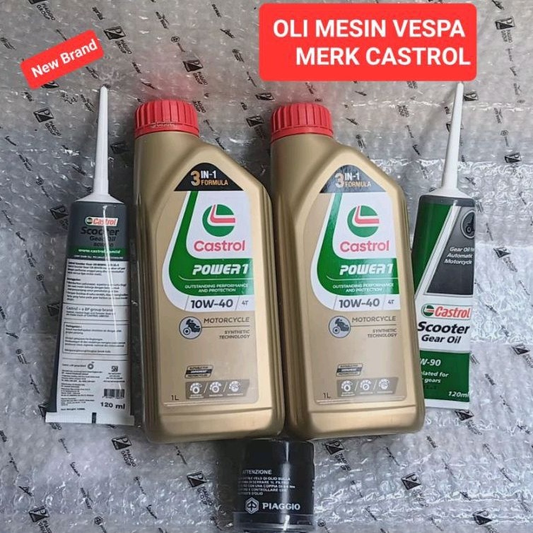 Paket Oli Mesin Vespa Matic ( Oli Mesin + Gardan + Filter Oli Original)