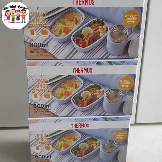 Grosir Thermos Jea-801 Sky Vacuum Insulated Soup Lunch Set, (800 Ml) Sky Blue