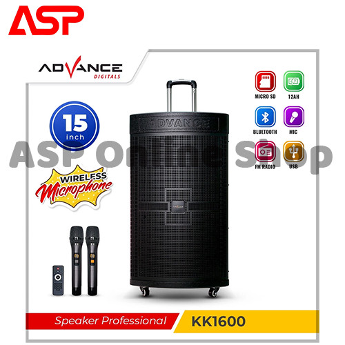 ADVANCE KK 1600 KK-1600 KK1600 Spiker Troli Meeting Speaker Portable Bluetooth mic Wireless 15 inch