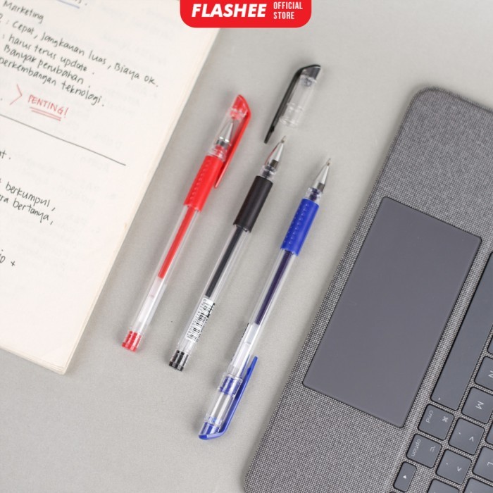 Flashee Paket Bundle Pulpen Narita Standard 0.5Mm Gel Pen Paket Hemat Pulpen Gel 3X Pcs