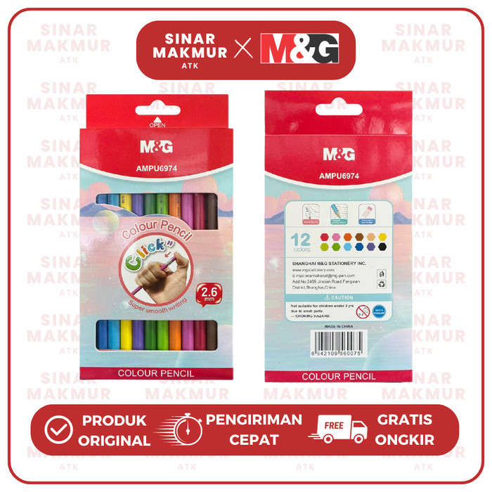 

Pensil Warna Mekanik/Mechanical Color Pencil/Retractable 12 Warna M&G Ampu6974 (Set)