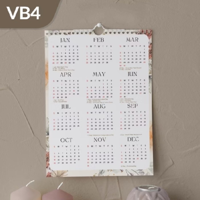 

Kalender 2025 Dinding Aesthetic A3 Spiral Vb