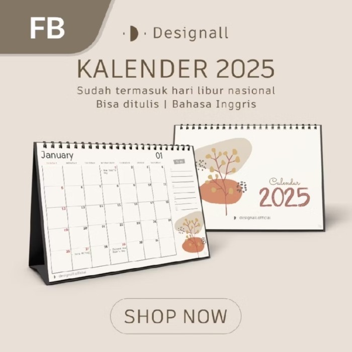 

Kalender 2025 Meja Duduk Aesthetic Spiral Fb