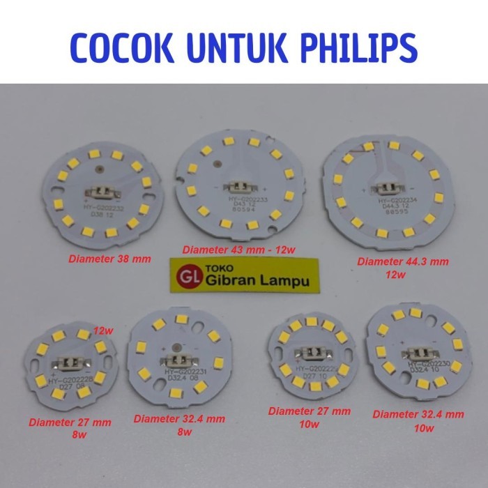 HEMAT PCB LED DC (PLP) - Mata Lampu LED DC Plus Socket - Repair Kit Phi-lips