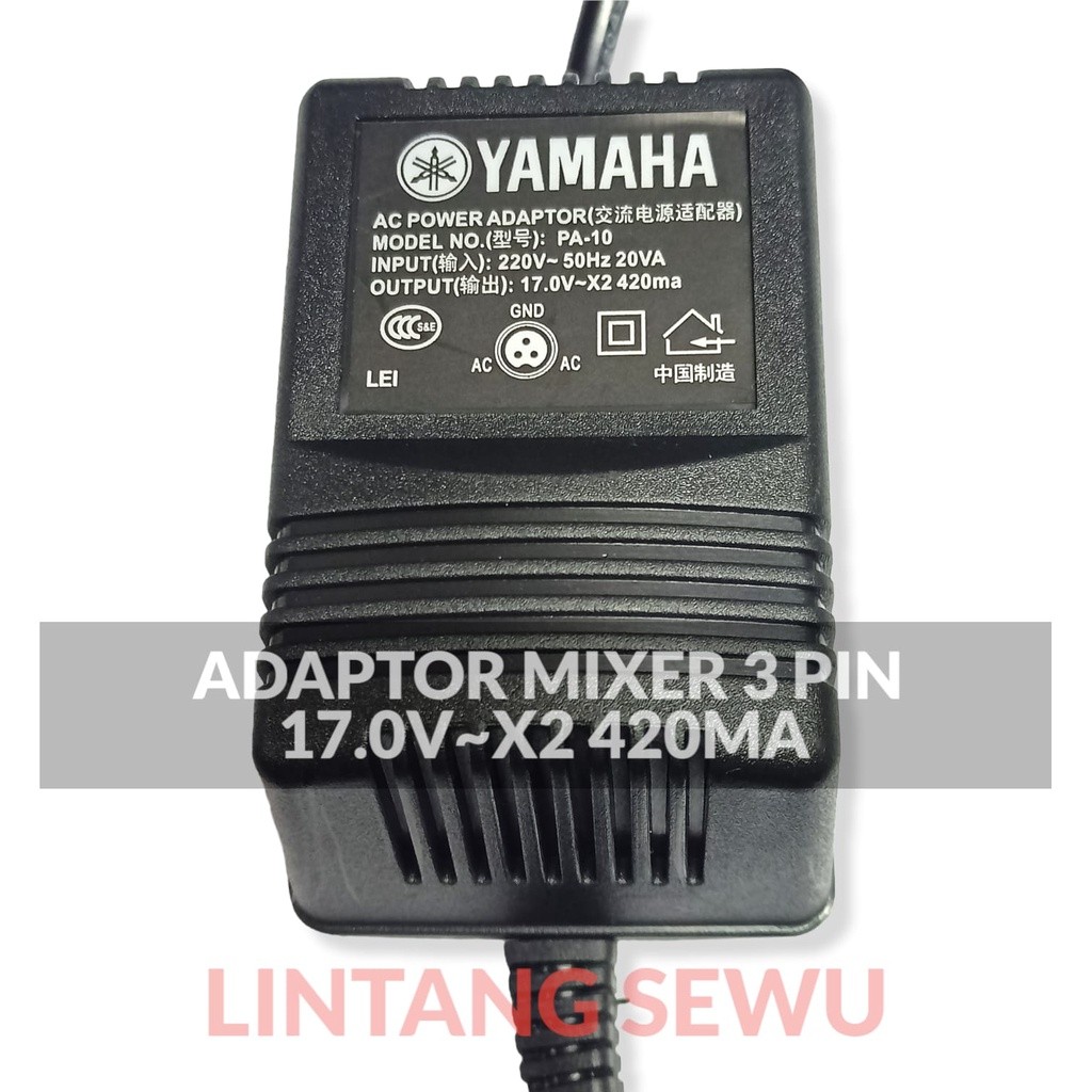 POWER SUPPLY YAMAHA MIXING ADAPTOR MIXER AUDIO 3 PIN 17Vx2 420MA