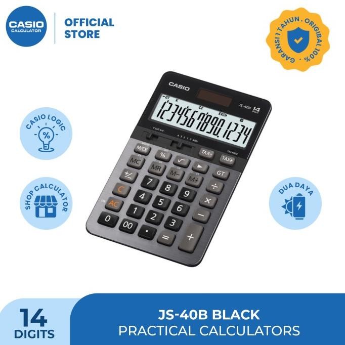 

CASIO JS-40B - Black - Kalkulator Kantor - Heavy Duty - 14 digit