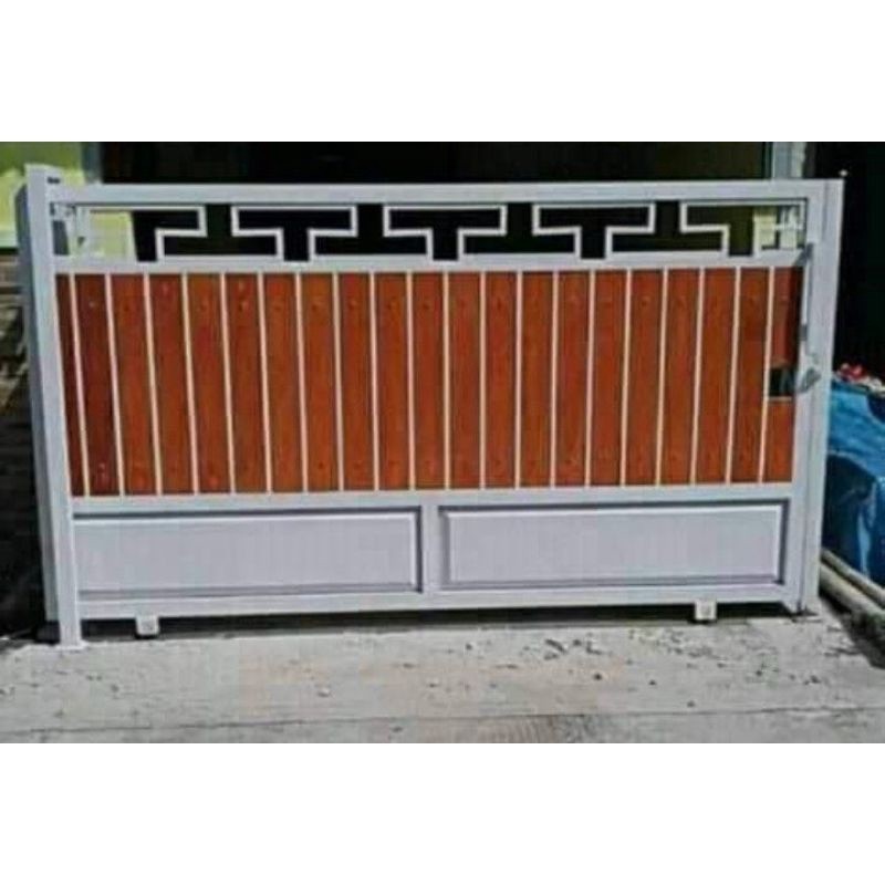 pagar pintu rumah minimalis modern motif kayu grc