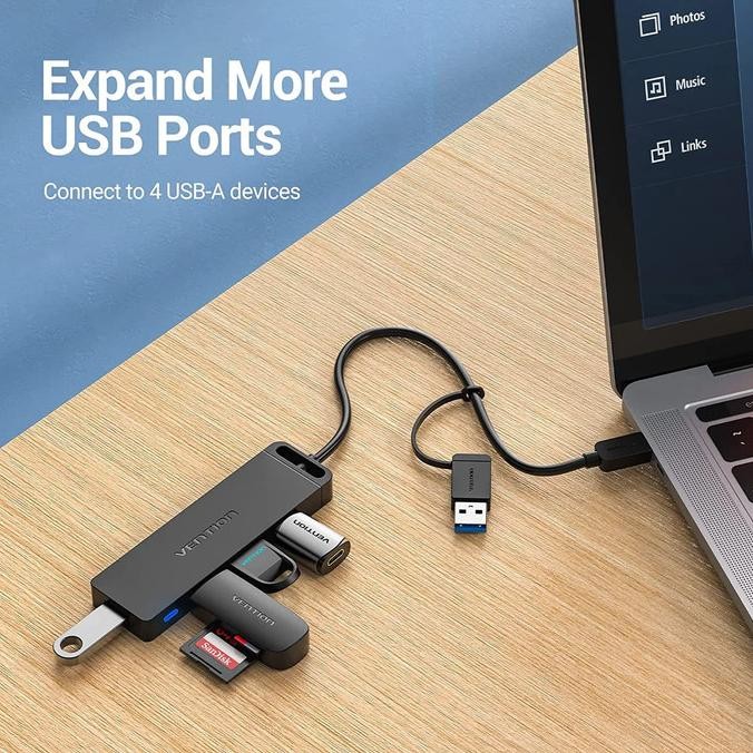 Resmi Vention USB HUB 3.0 Type C Tipe 4Port 4 Port CHT CHTBB