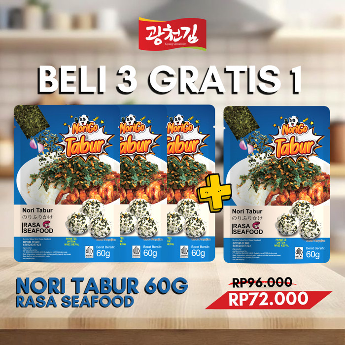 

SALE TERLARIS (PROMO BELI 3 GRATIS 1) NORI TABUR RUMPUT LAUT PANGGANG 60G READYY