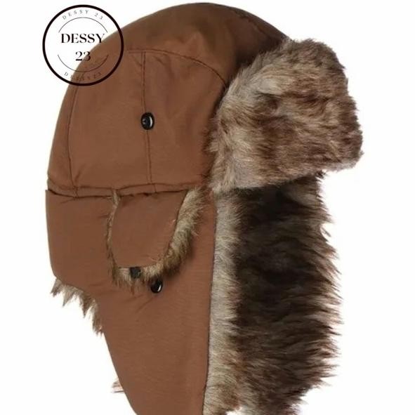 Topi ushanka rusia topi musim dingin bulu tebal hangat original import L82BJ