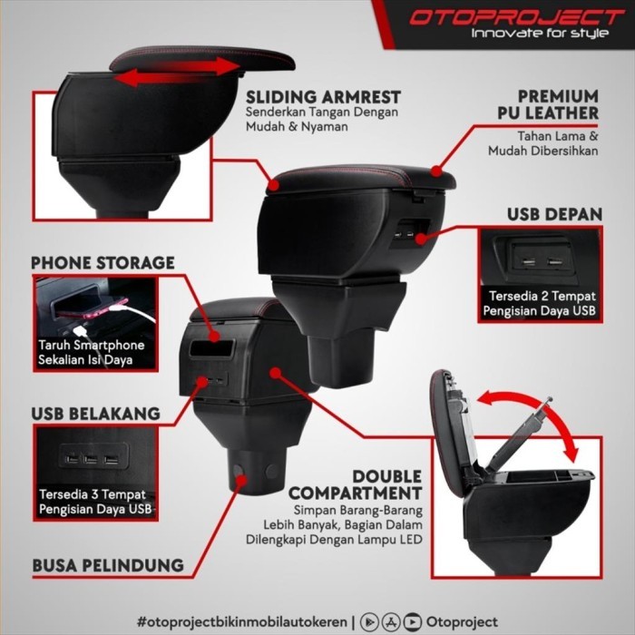 Console Consule Box Honda Brio Mobilio Brv Armrest Tengah Otoproject