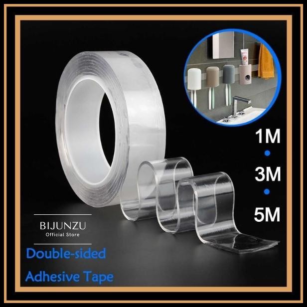 

Double Tape Bening 2mm Panjang 1m 3m 5m Perekat Washable Sticker