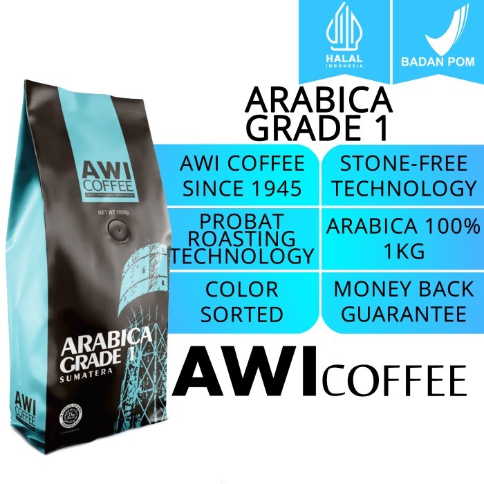 

Awi Coffee Kopi SUMATERA ARABICA GRADE 1 1Kg Roasted Coffee Beans