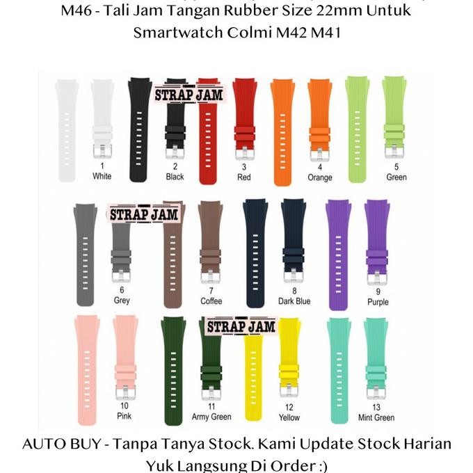 M46 22mm Tali Jam Tangan Smartwatch Colmi M42 M41 - Strap Rubber Pria