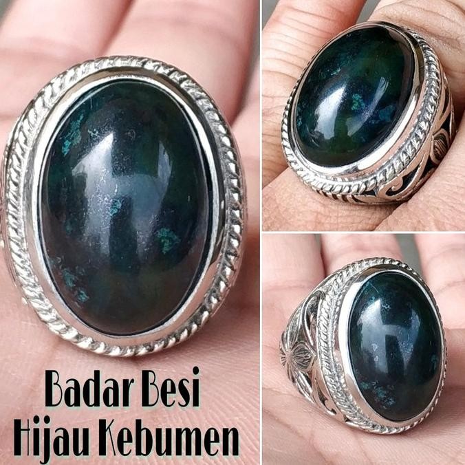 CINCIN BATU AKIK NATURAL BADAR BESI HIJAU KEBUMEN NEMPEL MAGNET