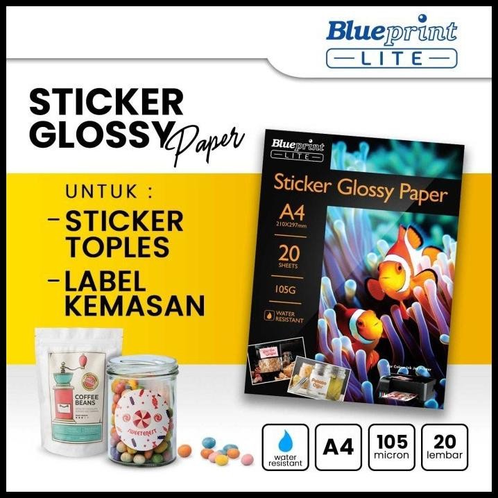 

Blueprint Lite Sticker Glossy Paper A4 105gsm 20 Sheets Stiker