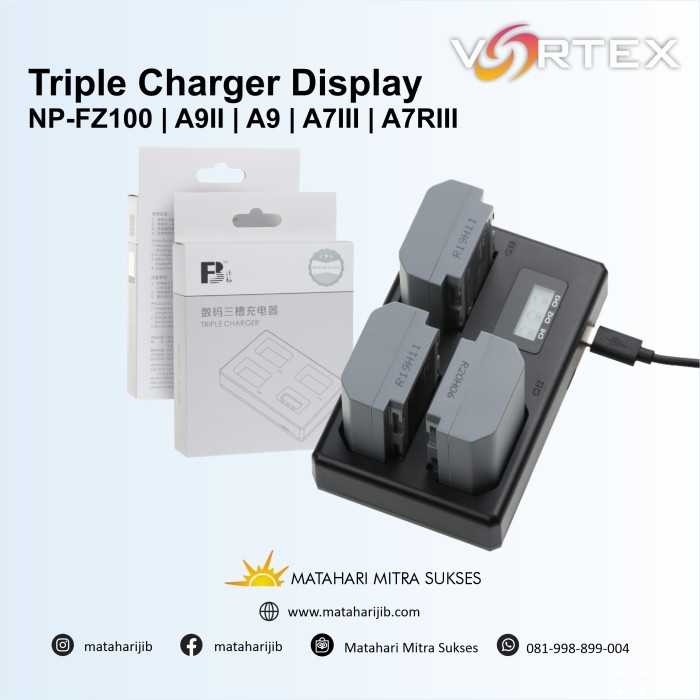 Battery Charger Np-Fz100 Triple Port With Lcd