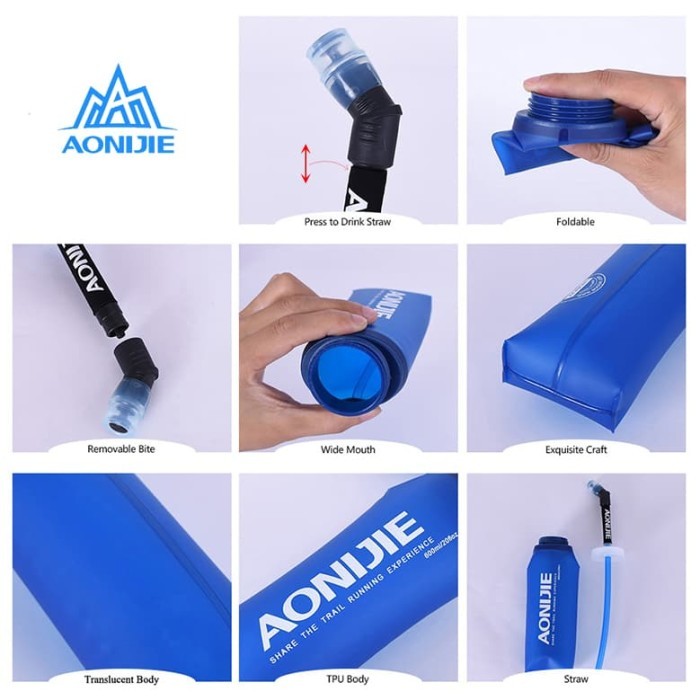 AONIJIE SOFT FLASK LONG STRAW SD13 - 350ML BOTOL MINUM