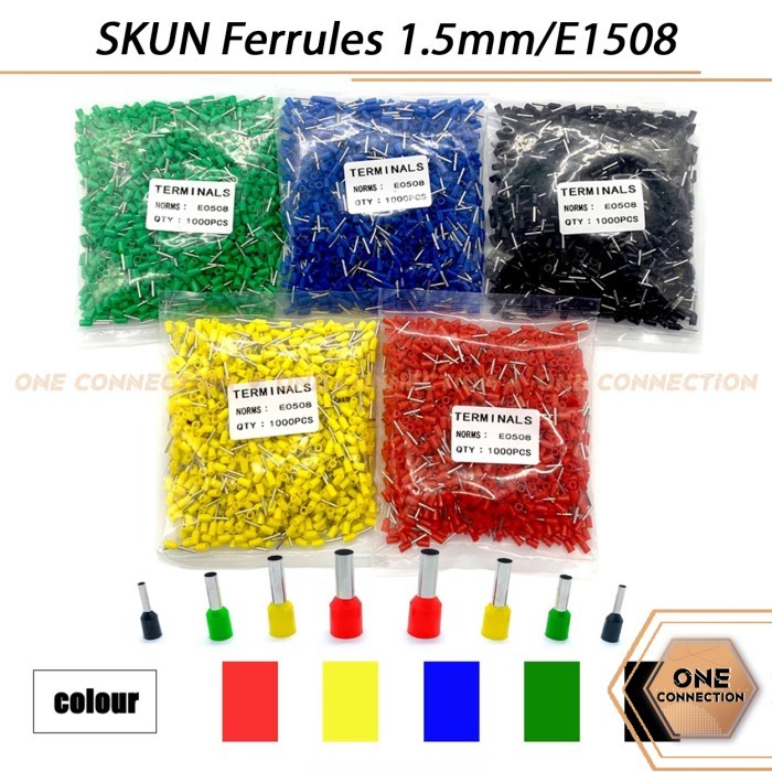 Skun Kabel Tusuk Ferulles/Ferrules 1.5mm 1.5 mm 1,5mm 1,5 mm E1508