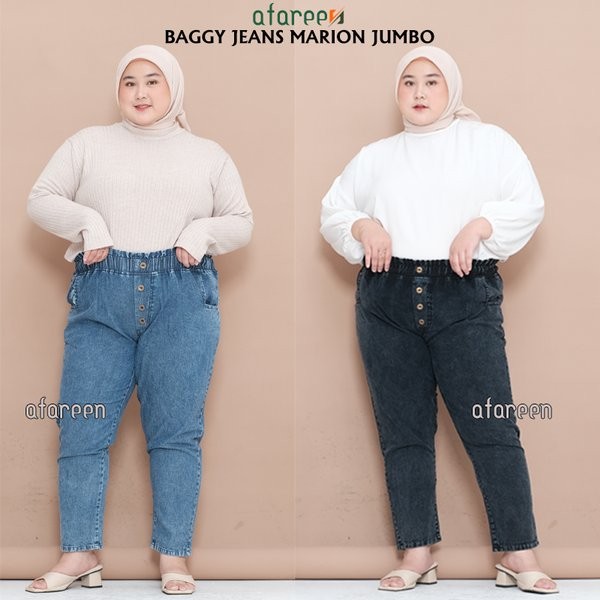 KULOT JEANS VARIASI KANCING CELANA JEANS WANITA SUPER JUMBO