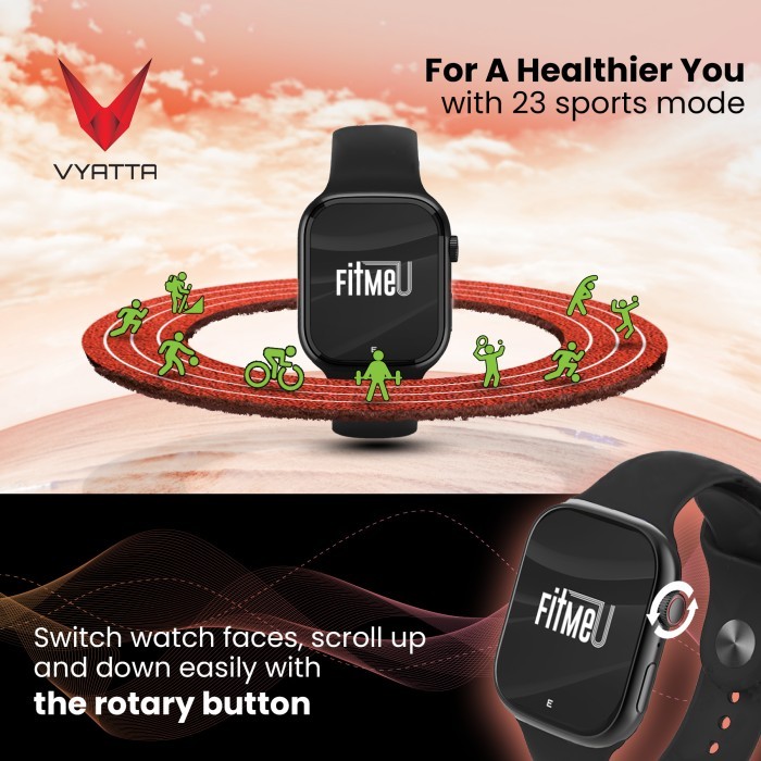 VYATTA Fitme U Smartwatch -Bluetooth Phone Call, GPS Connected, SPO2