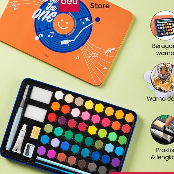 

Deli Olid Watercolor Paint Et Cat Air Padat Warna Terang 73936
